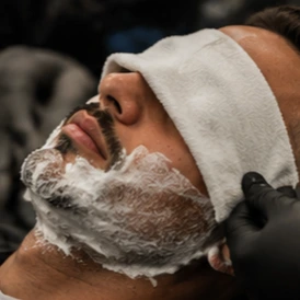 Traditional hot towel shave at GQ Cuts Barbershop in Las Vegas